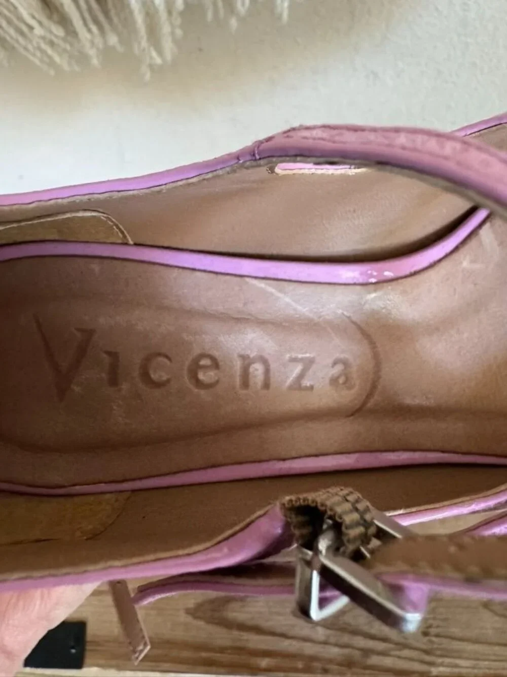 Anthropologie Vincenza Pink Patent Leather Triple Strap Mary Jane Block Heels 6